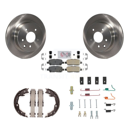 Rear Disc Rotors Ceramic Pads Parking Brake Shoes Hardware Kit For Nissan Rogue LEAF Juke K8A-108836