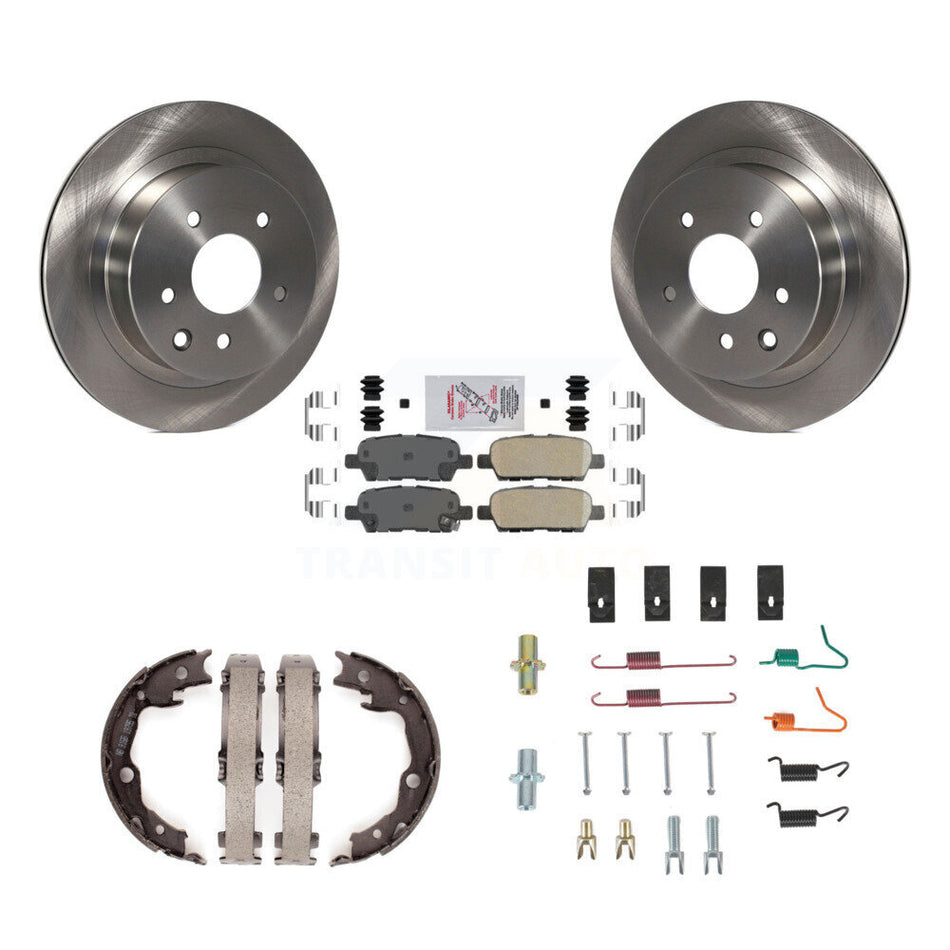 Rear Disc Rotors Ceramic Pads Parking Brake Shoes Hardware Kit For Nissan Rogue LEAF Juke K8A-108836