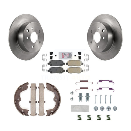 Rear Disc Rotors Ceramic Pads Parking Brake Shoes & Hardware Kit For Nissan Altima Maxima K8A-108843