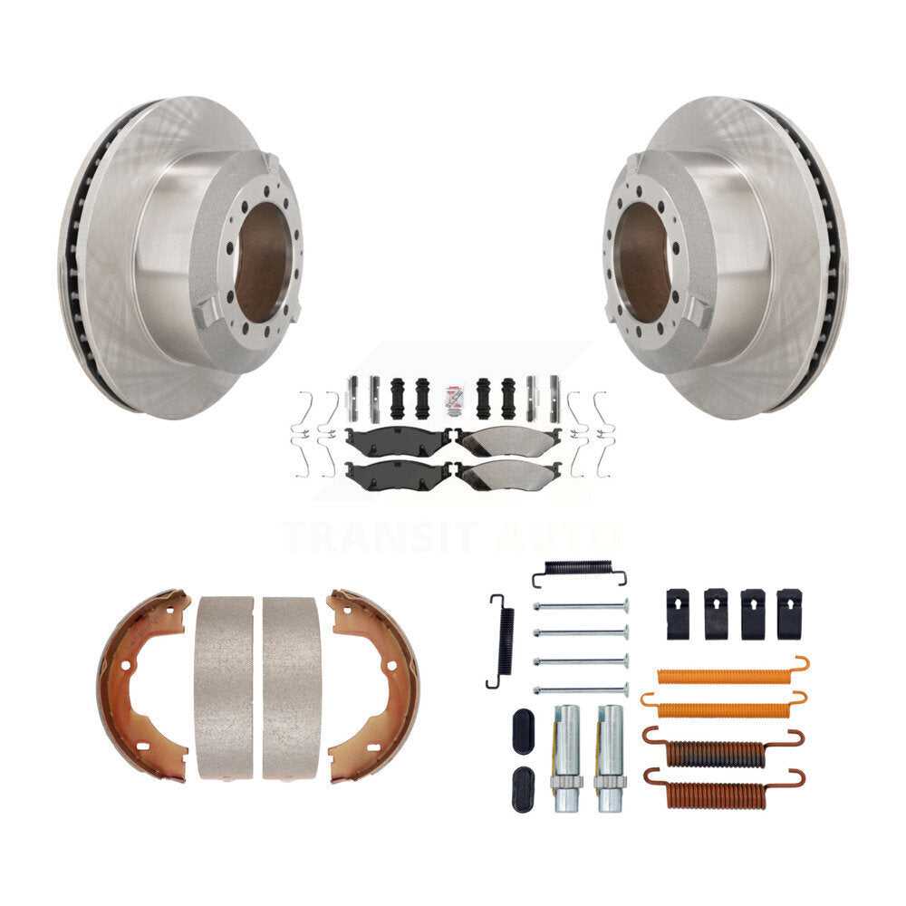 Rear Disc Rotors Semi-Metallic Pads Parking Shoes Hardware Kit For Ford F-450 Super Duty K8A-108847