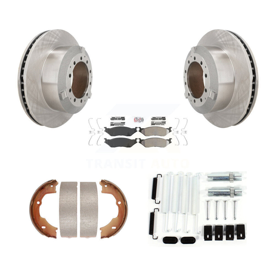 Rear Disc Rotors Semi-Metallic Pads Parking Shoes Hardware Kit For Ford F-450 Super Duty K8A-108850