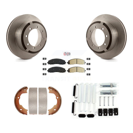 Rear Disc Rotors Semi-Metallic Pads Parking Shoes Hardware Kit For Ford F-450 Super Duty K8A-108851