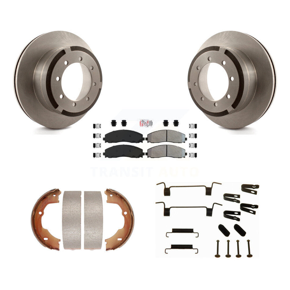 Rear Disc Rotors Semi-Metallic Pads Parking Shoes Hardware Kit For Ford F-450 Super Duty K8A-108852