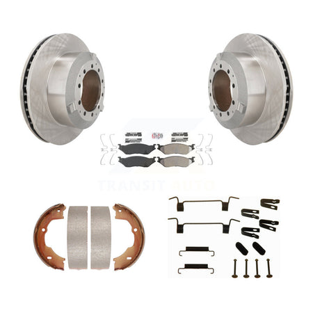 Rear Disc Rotors Semi-Metallic Pads Parking Shoes Hardware Kit For Ford F-450 Super Duty K8A-108854