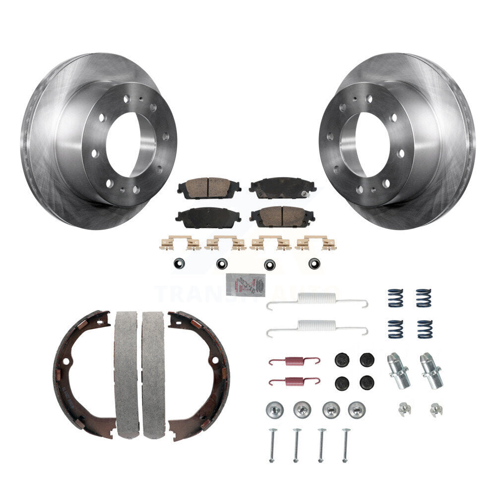 Rear Disc Rotors Ceramic Pads Parking Brake Shoes And Hardware Kit For Chevrolet Suburban K8A-108862