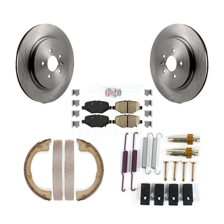 Rear Disc Rotors Ceramic Pads Parking Brake Shoes And Hardware Kit For Lincoln MKT K8A-108864