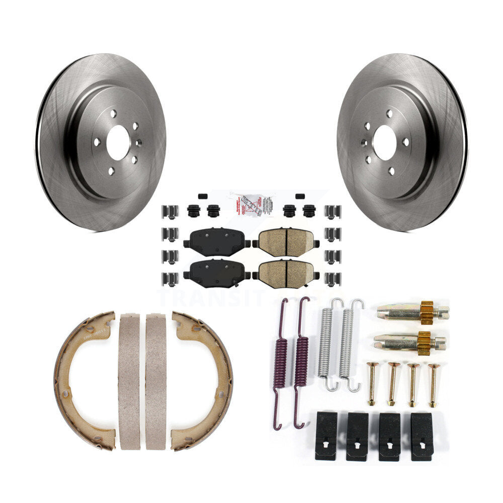 Rear Disc Rotors Semi-Metallic Pads Parking Brake Shoes And Hardware Kit For Lincoln MKT K8A-108866