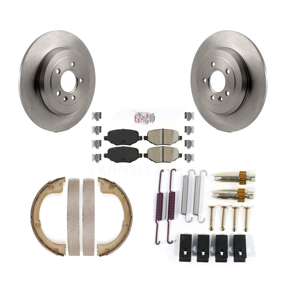 Rear Disc Rotors Ceramic Pads Parking Shoes Hardware Kit For Lincoln MKT With Solid Rotor K8A-108867