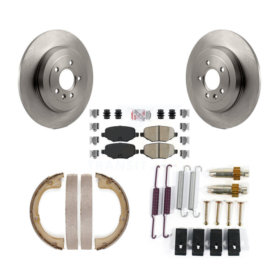 Rear Disc Rotors Ceramic Pads Parking Shoes Hardware Kit For Lincoln MKT With Solid Rotor K8A-108868