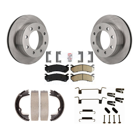 Rear Disc Rotors Ceramic Pads Parking Shoes Hardware Kit For Chevrolet GMC Silverado 2500 K8A-108869