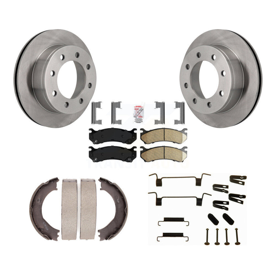 Rear Disc Rotors Ceramic Pads Parking Shoes Hardware Kit For Chevrolet Silverado 2500 HD K8A-108871