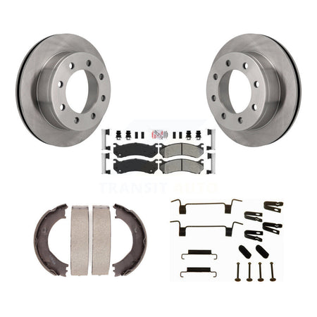 Rear Disc Rotors Semi-Metallic Pads Parking Shoes Hardware Kit For Chevrolet Silverado HD K8A-108872
