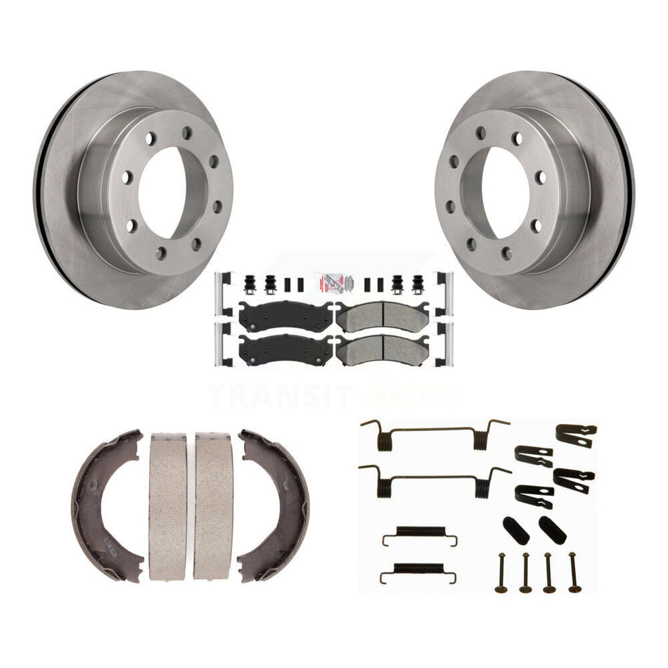 Rear Disc Rotors Semi-Metallic Pads Parking Shoes Hardware Kit For Chevrolet Silverado HD K8A-108872