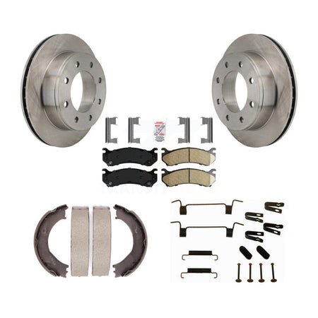 Rear Disc Rotors Ceramic Pads Parking Shoes Hardware Kit For Chevrolet Silverado 2500 HD K8A-108877