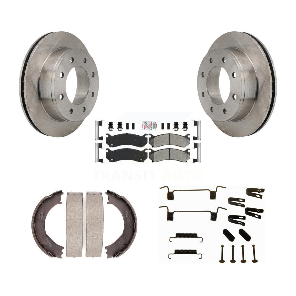 Rear Disc Rotors Semi-Metallic Pads Parking Shoes Hardware Kit For Chevrolet Silverado HD K8A-108878