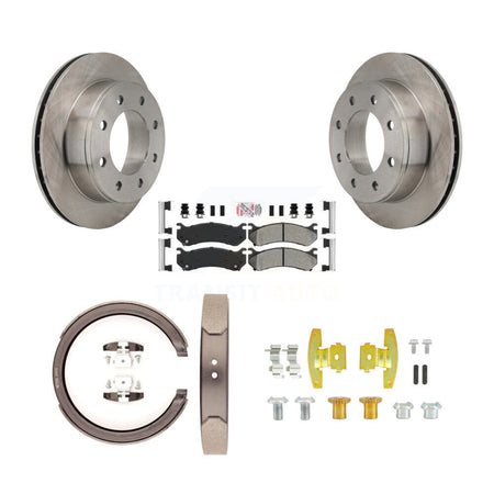 Rear Disc Rotors Semi-Metallic Pads Parking Shoes Hardware Kit For Chevrolet Silverado HD K8A-108892