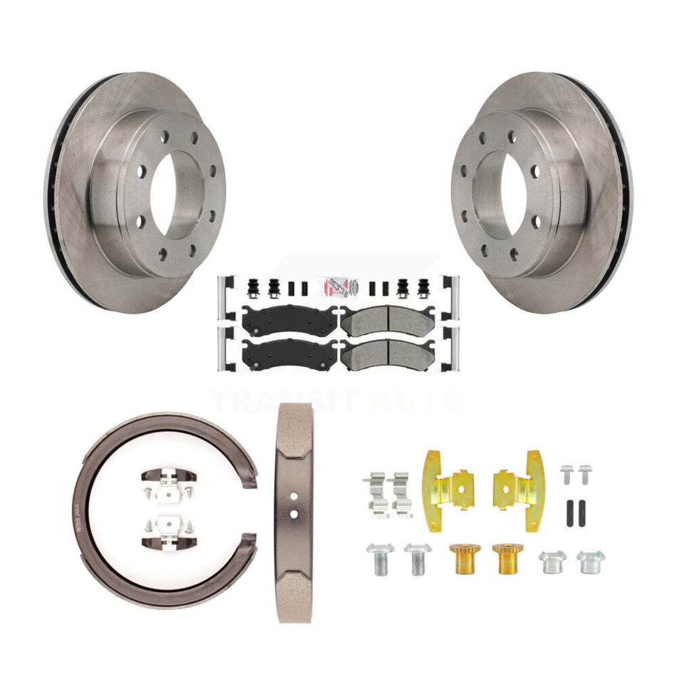 Rear Disc Rotors Semi-Metallic Pads Parking Shoes Hardware Kit For Chevrolet Silverado HD K8A-108892