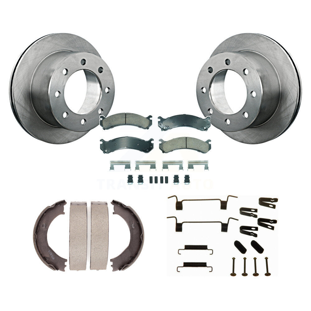 Rear Disc Rotors Ceramic Pads Parking Brake Shoes And Hardware Kit For GMC Sierra 3500 HD K8A-108898
