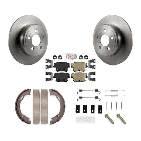 Rear Disc Rotors Ceramic Pads Parking Shoes & Hardware Kit For Dodge Chrysler 300 Charger K8A-108900
