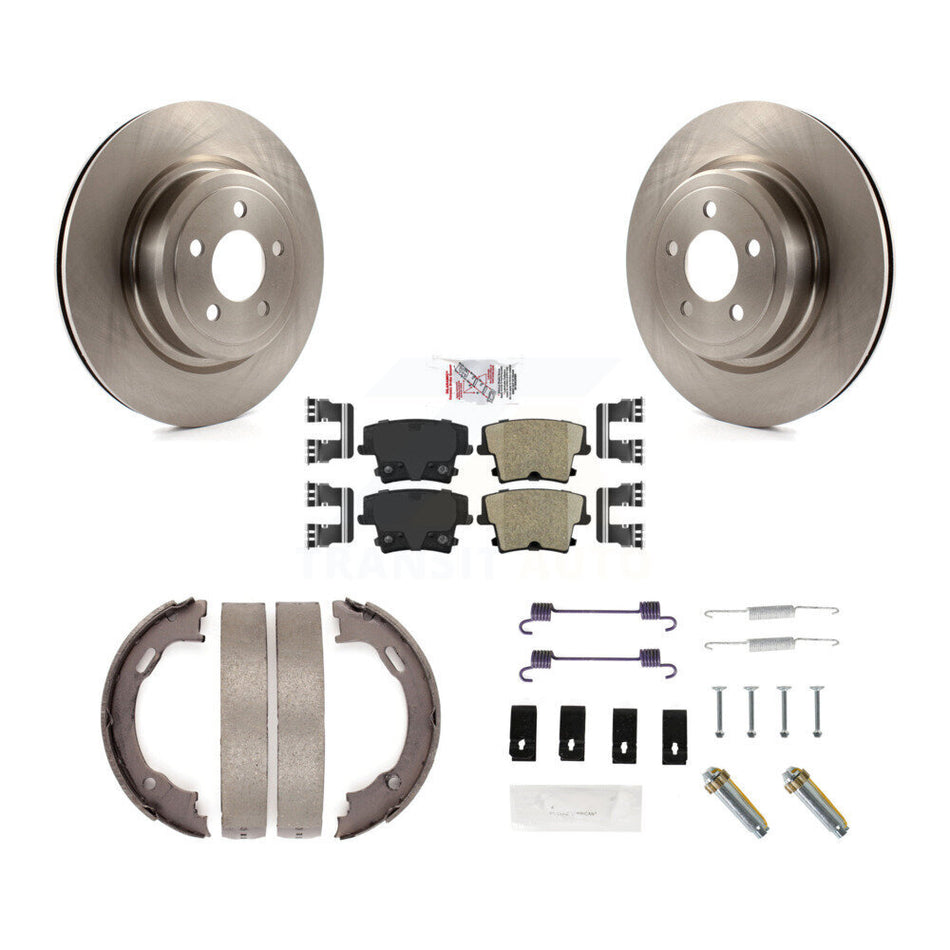 Rear Disc Rotors Ceramic Pads Parking Brake Shoes & Hardware Kit For Dodge Charger Magnum K8A-108906