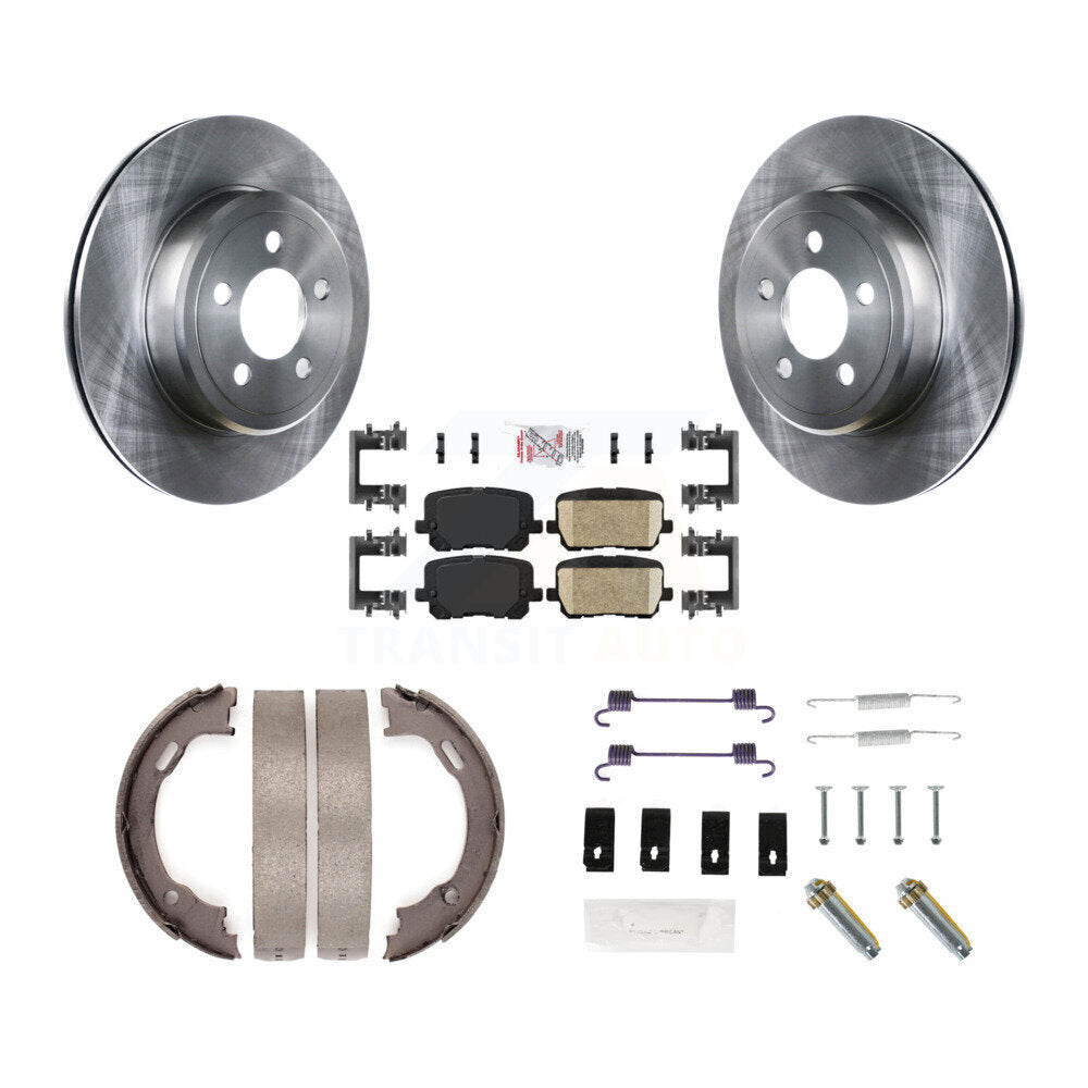 Rear Disc Rotors Ceramic Pads Parking Brake Shoes And Hardware Kit For Dodge Charger K8A-108908