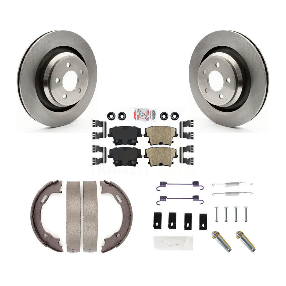 Rear Disc Rotors Ceramic Pads Parking Brake Shoes And Hardware Kit For Dodge Charger K8A-108910