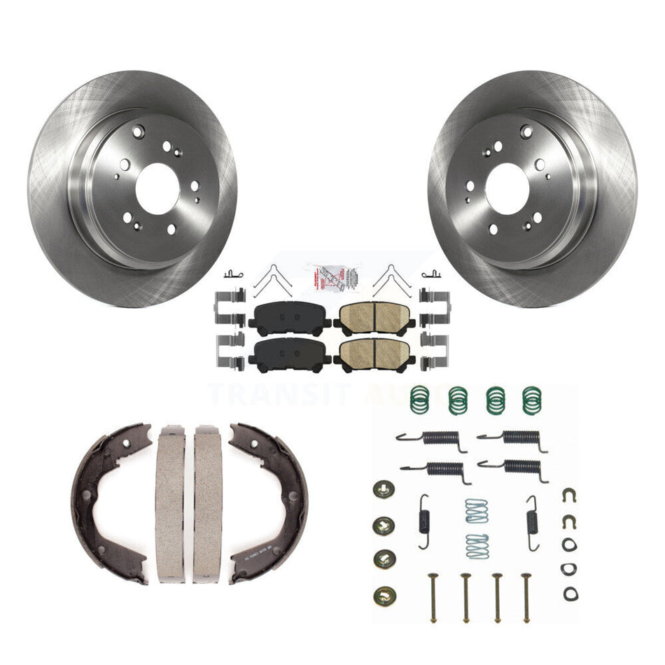 Rear Disc Rotors Ceramic Pads Parking Shoes & Hardware Kit For Honda Pilot Acura MDX ZDX K8A-108914
