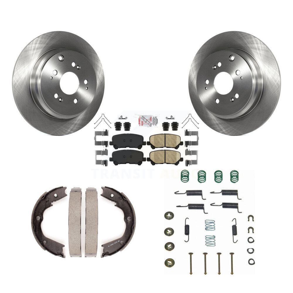 Rear Disc Rotors Ceramic Pads Parking Shoes & Hardware Kit For Honda Pilot Acura MDX ZDX K8A-108915