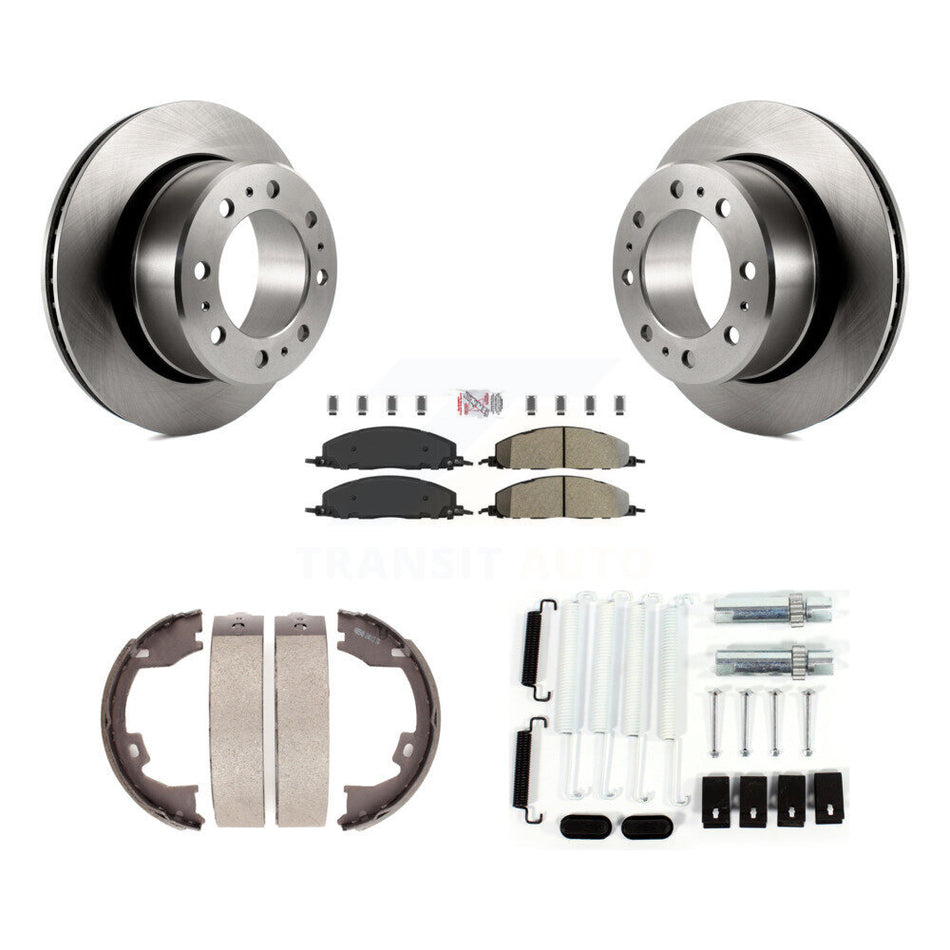 Rear Disc Rotors Semi-Metallic Pads Parking Brake Shoes And Hardware Kit For Ram 1500 K8A-108917