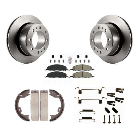 Rear Disc Rotors Semi-Metallic Pads Parking Shoes & Hardware Kit For Ram 3500 2500 Dodge K8A-108918