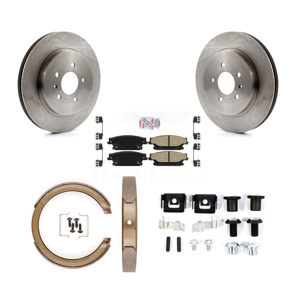Rear Disc Rotors Semi-Metallic Pads Parking Brake Shoes And Hardware Kit For Cadillac STS K8A-108932