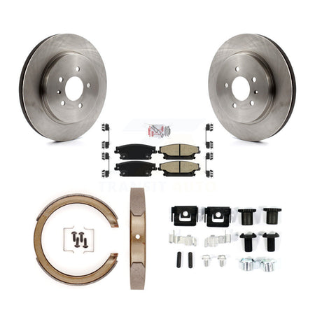 Rear Disc Rotors Semi-Metallic Pads Parking Brake Shoes And Hardware Kit For Cadillac STS K8A-108932