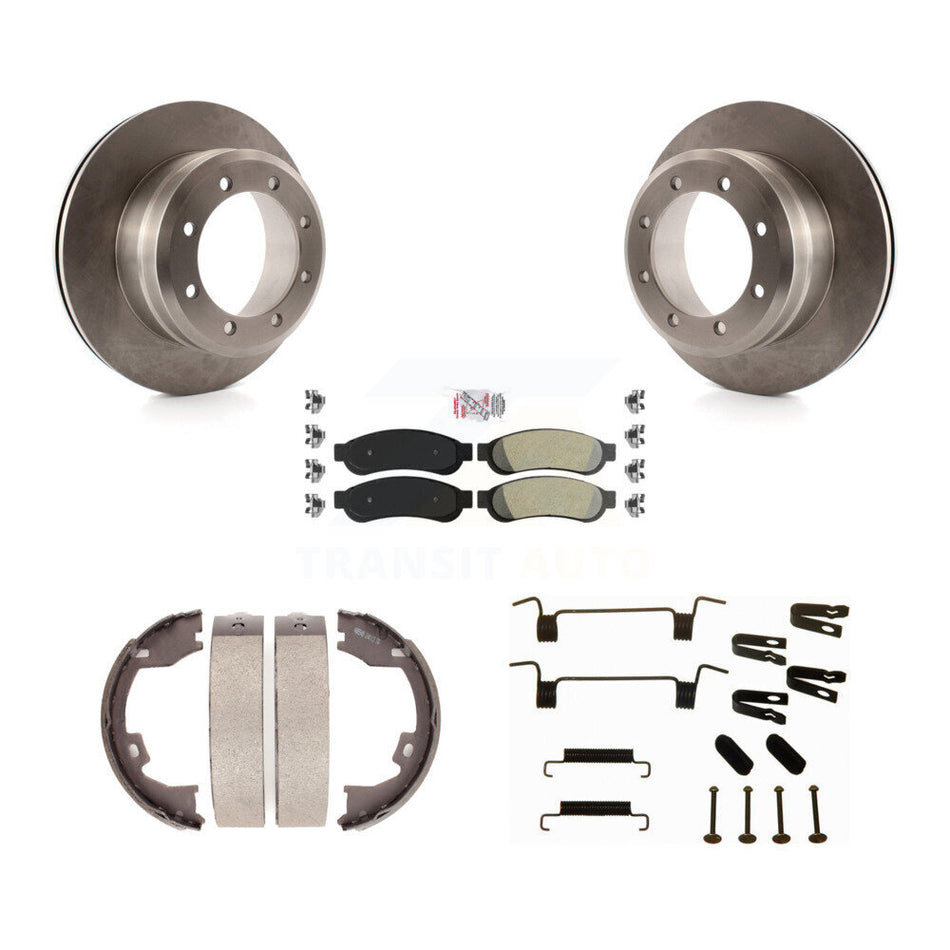 Rear Disc Rotors Semi-Metallic Pads Parking Shoes Hardware Kit For Ford F-350 Super Duty K8A-108938