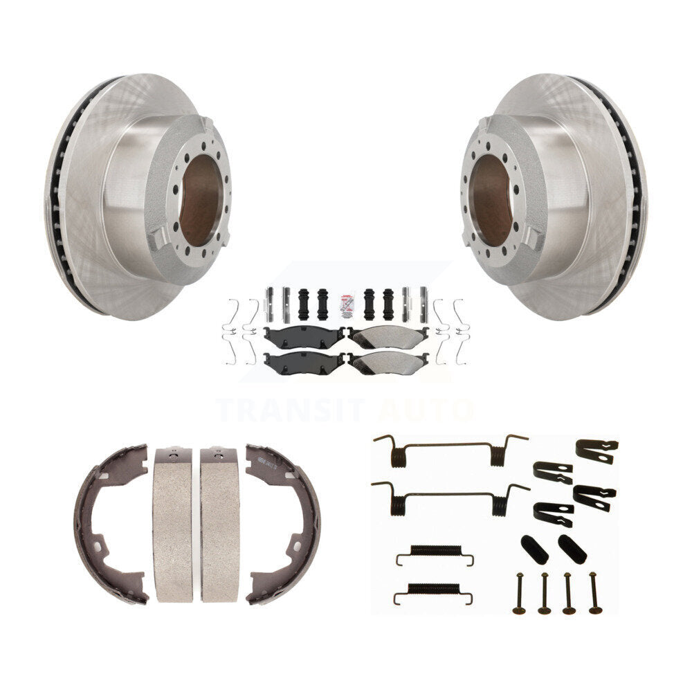 Rear Disc Rotors Semi-Metallic Pads Parking Shoes Hardware Kit For Ford F-450 Super Duty K8A-108940