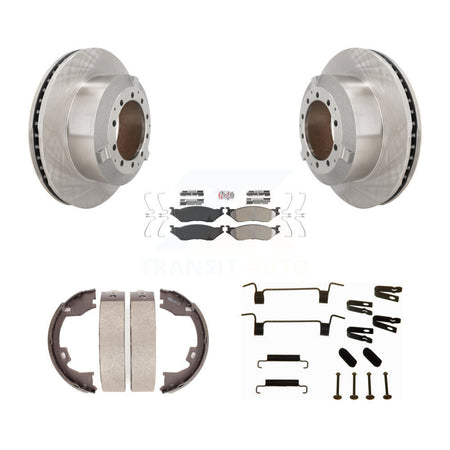 Rear Disc Rotors Semi-Metallic Pads Parking Shoes Hardware Kit For Ford F-450 Super Duty K8A-108941
