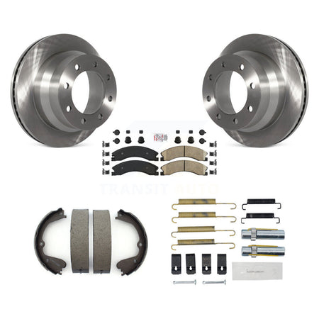 Rear Disc Rotors Ceramic Pads Parking Shoes & Hardware Kit For Chevrolet Express 3500 GMC K8A-108944