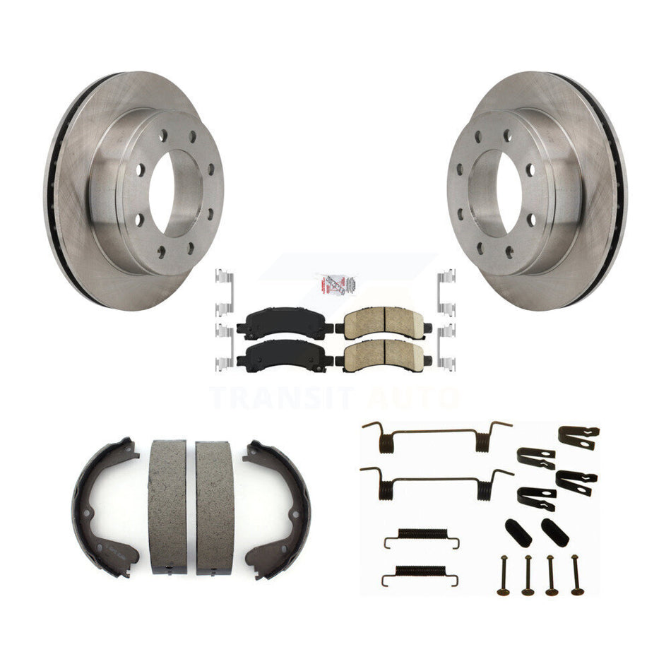 Rear Disc Rotors Ceramic Pads Parking Shoes Hardware Kit For GMC Savana 3500 Cutaway Van K8A-108947