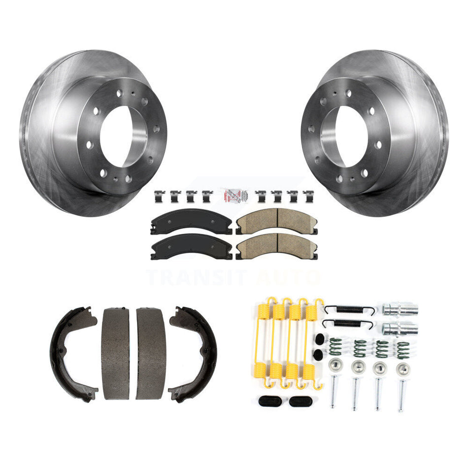 Rear Disc Rotors Ceramic Pads Parking Shoes Hardware Kit For Chevrolet Silverado 2500 HD K8A-108952