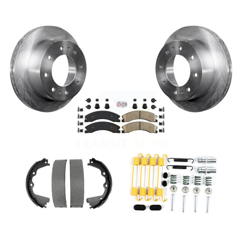 Rear Disc Rotors Ceramic Pads Parking Shoes Hardware Kit For GMC Sierra 2500 HD Chevrolet K8A-108953