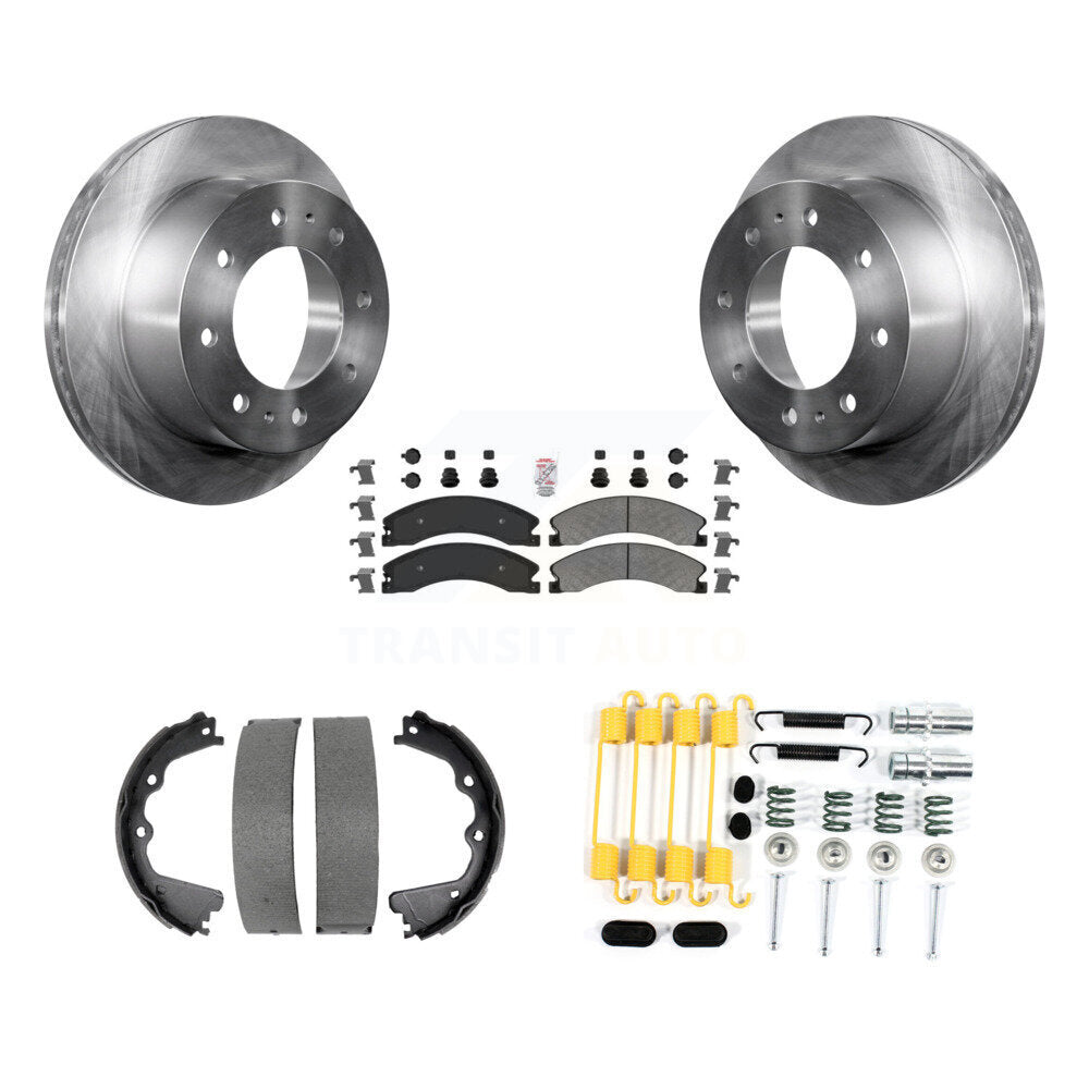 Rear Disc Rotors Semi-Metallic Pads Parking Shoes And Hardware Kit For GMC Sierra 2500 HD K8A-108955