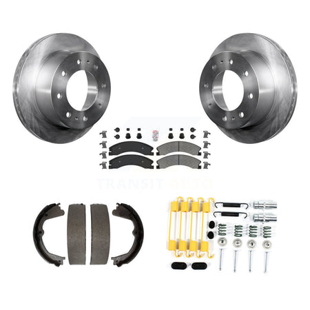 Rear Disc Rotors Semi-Metallic Pads Parking Shoes Hardware Kit For Chevrolet Silverado HD K8A-108956