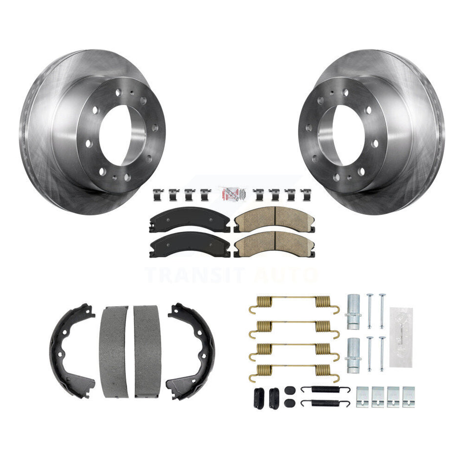 Rear Disc Rotors Ceramic Pads Parking Shoes Hardware Kit For GMC Sierra 2500 HD Chevrolet K8A-108957