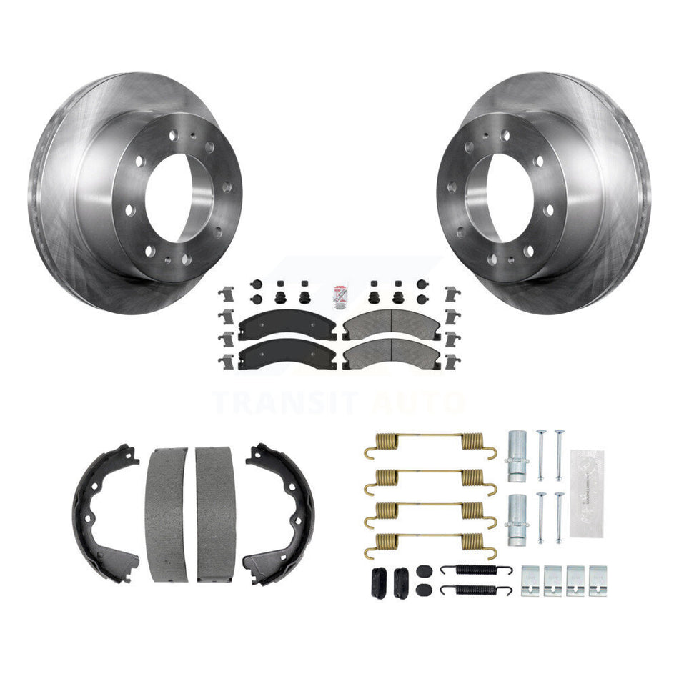 Rear Disc Rotors Semi-Metallic Pads Parking Shoes And Hardware Kit For GMC Sierra 2500 HD K8A-108959