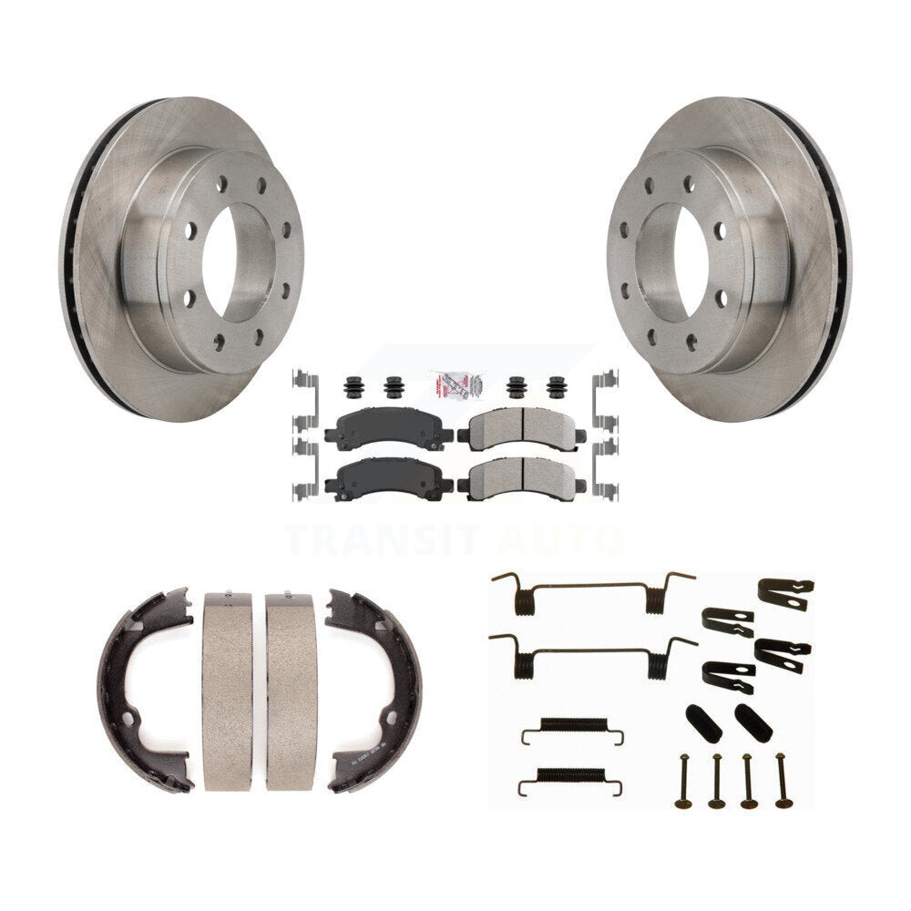 Rear Disc Rotors Semi-Metallic Pads Parking Shoes Hardware Kit For Chevrolet Express 2500 K8A-108961