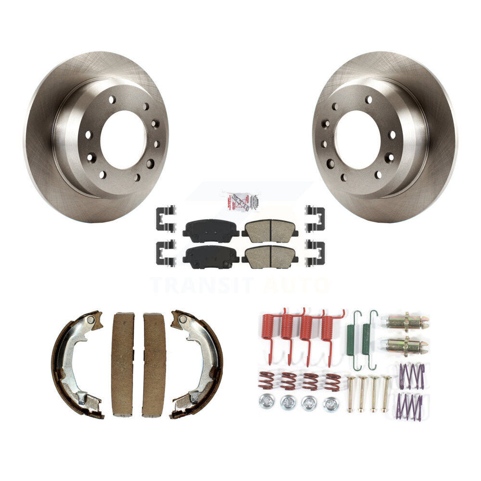 Rear Disc Rotors Ceramic Pads Parking Shoes Hardware Kit For Kia Sedona Hyundai Entourage K8A-108967