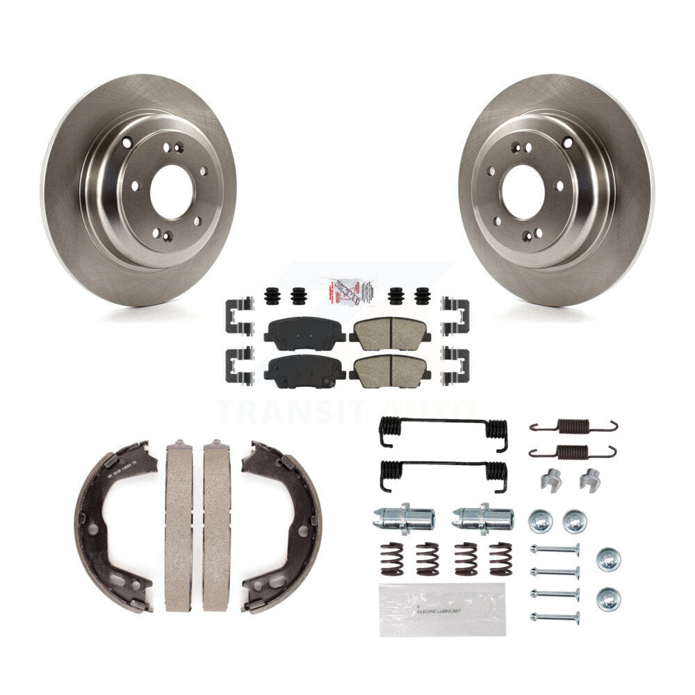 Rear Disc Rotors Ceramic Pads Parking Brake Shoes Hardware Kit For Hyundai Genesis Coupe K8A-108970