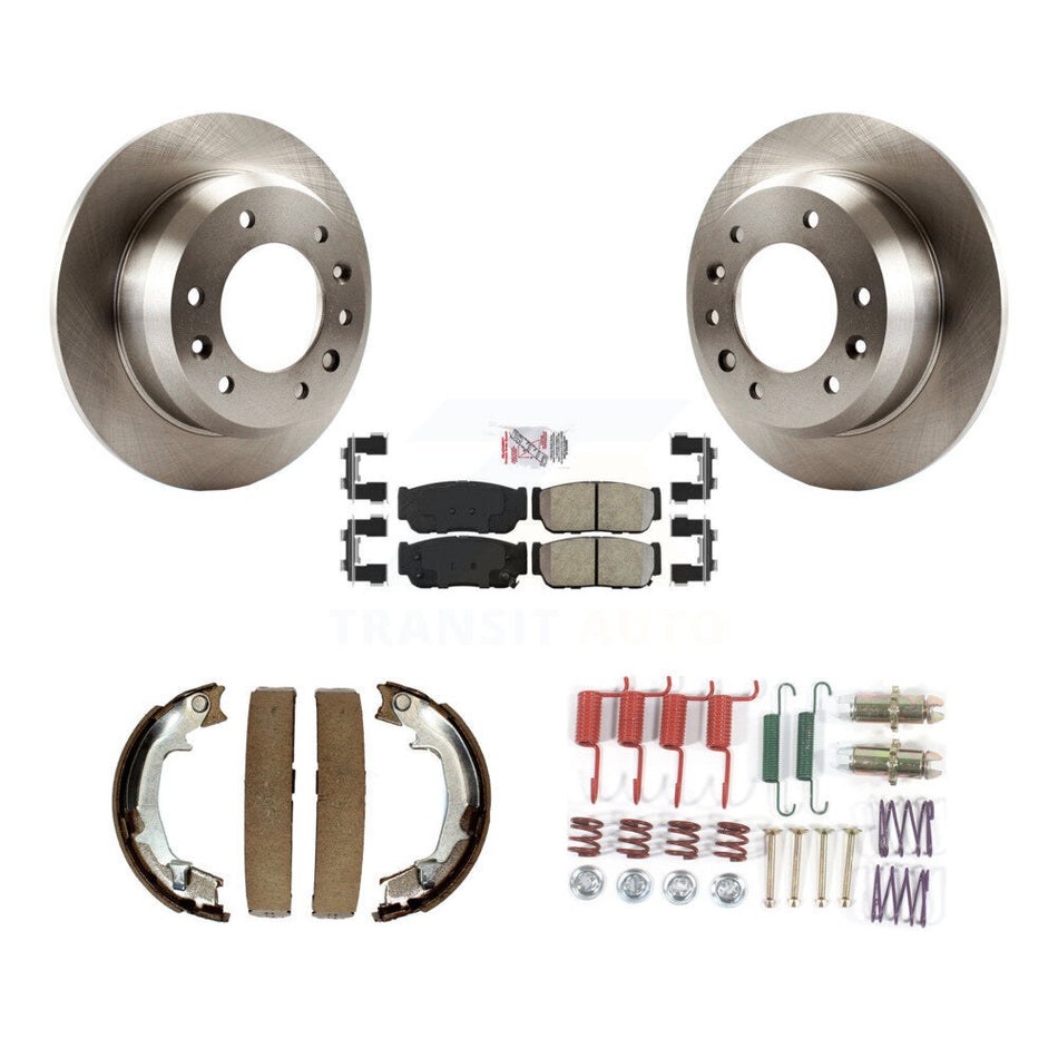 Rear Disc Rotors Semi-Metallic Pads Parking Shoes Hardware Kit For Hyundai Entourage Kia K8A-108971