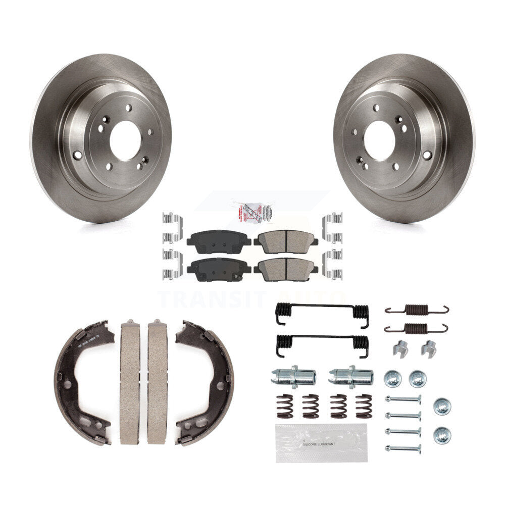 Rear Disc Rotors Ceramic Pads Parking Brake Shoes And Hardware Kit For Hyundai Genesis K8A-108974
