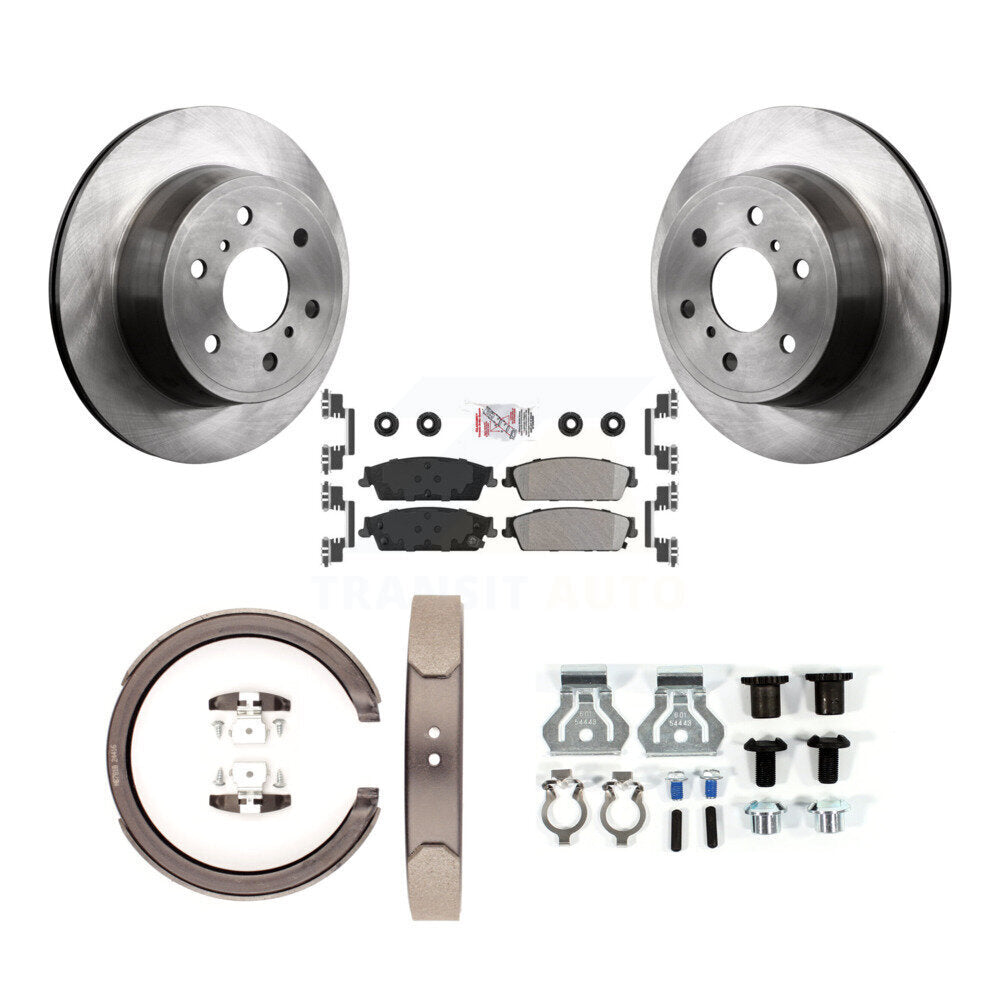 Rear Disc Rotors Semi-Metallic Pads Parking Shoes & Hardware Kit For Chevrolet GMC Sierra K8A-108977