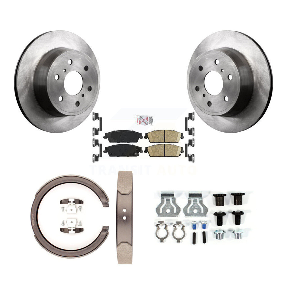 Rear Disc Rotors Ceramic Pads Parking Shoes Hardware Kit For Chevrolet GMC Sierra 1500 XL K8A-108978